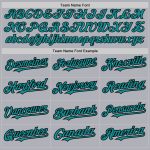 Custom Teal Two-Button Unisex Softball Jersey with Personalized Name and Number - Gray Black Pinstripe Design Personalized