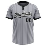 Custom Name and Number Unisex Softball Jersey, Personalized Gray Black Pinstripe Two-Button Design Personalized Gray Black