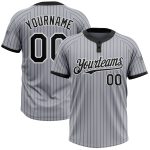 Custom Name and Number Unisex Softball Jersey, Personalized Gray Black Pinstripe Two-Button Design Personalized Gray Black