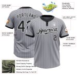 Custom Name and Number Unisex Softball Jersey, Personalized Gray Black Pinstripe Two-Button Design Personalized Gray Black