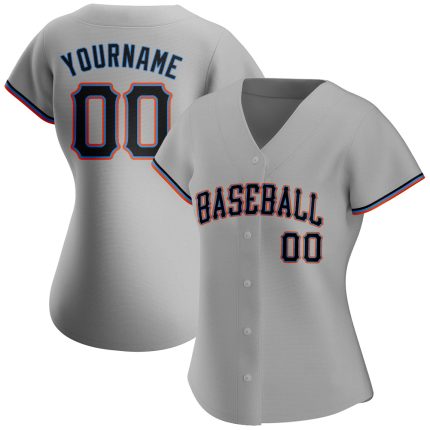 Custom Authentic Baseball Jersey Personalized Gray Black-Powder Blue with Team Name and Number Personalized Gray Black-Powder