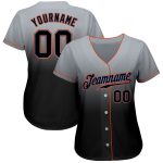 Custom Name and Number Personalized Baseball Jersey - Gray Black Powder Blue Authentic Fade Fashion Style Personalized Gray