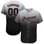 Custom Name and Number Personalized Baseball Jersey - Gray Black Powder Blue Authentic Fade Fashion Style Personalized Gray