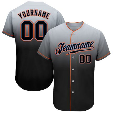 Custom Name and Number Personalized Baseball Jersey - Gray Black Powder Blue Authentic Fade Fashion Style Personalized Gray