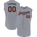 Custom Personalized Gray Black-Powder Blue Sleeveless Baseball Jersey with Name and Number Personalized Gray Black-Powder