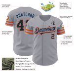 Personalized Authentic Baseball Jersey in Gray Black Powder Blue and Orange Personalized Gray Black Powder Blue-Orange Authentic