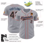 Custom Baseball Jersey with Personalized Name and Number - Gray Black Powder Blue Orange Authentic Design Personalized Gray