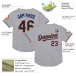 Customizable Baseball Jersey - Personalized Gray Black Powder Blue-Orange Mesh - Team Name & Number - Authentic Throwback Style