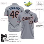 Custom Team Name Number Performance Golf Polo Shirt Gray Black Powder Blue Orange Personalized Gray Black Powder Blue-Orange