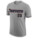 Custom Name Number Performance T-Shirt - Personalized Gray Black-Powder Blue Team Shirt Personalized Gray Black-Powder Blue