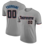 Custom Name Number Performance T-Shirt - Personalized Gray Black-Powder Blue Team Shirt Personalized Gray Black-Powder Blue