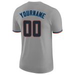 Custom Name Number Performance T-Shirt - Personalized Gray Black-Powder Blue Team Shirt Personalized Gray Black-Powder Blue