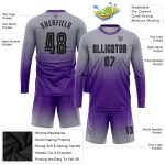 Custom Soccer Jersey Uniform with Personalized Name and Number, Gray Black-Purple Fade, Long Sleeve Fashion Design Personalized