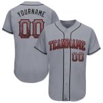 Custom Name and Number Authentic Baseball Jersey - Personalized Gray Black-Red Drift Fashion Team Wear Personalized Gray