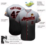 Custom Name and Number Personalized Gray Black Red Baseball Jersey - Authentic Fade Team Fashion Personalized Gray Black-Red