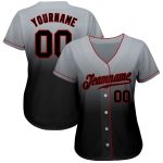 Custom Name and Number Personalized Gray Black Red Baseball Jersey - Authentic Fade Team Fashion Personalized Gray Black-Red