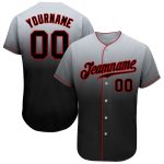 Custom Name and Number Personalized Gray Black Red Baseball Jersey - Authentic Fade Team Fashion Personalized Gray Black-Red