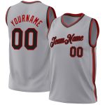 Personalized Authentic Basketball Jersey in Gray Black Red - Throwback Style Personalized Gray Black-Red Authentic Throwback