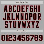 Personalized Varsity Letterman Bomber Jacket Gray Black Red Two Tone Full-Snap Design Personalized Gray Black-Red Bomber