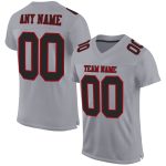 Custom Authentic Football Jersey - Personalized Gray Black-Red Mesh with Team Name and Number Personalized Gray Black-Red