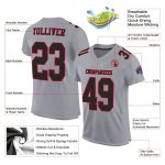 Custom Authentic Football Jersey - Personalized Gray Black-Red Mesh with Team Name and Number Personalized Gray Black-Red