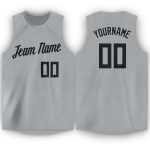 Custom Basketball Jersey with Name and Number - Personalized Gray Black Round Neck Team Apparel Personalized Gray Black Round