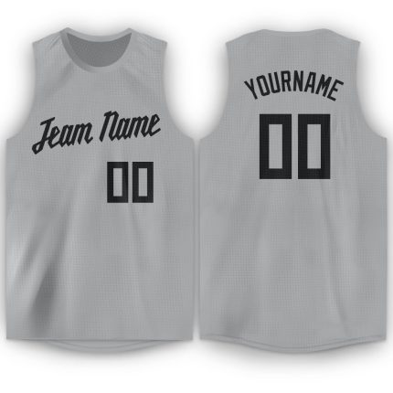 Custom Basketball Jersey with Name and Number - Personalized Gray Black Round Neck Team Apparel Personalized Gray Black Round