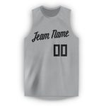 Custom Basketball Jersey with Name and Number - Personalized Gray Black Round Neck Team Apparel Personalized Gray Black Round