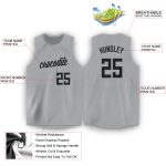 Custom Basketball Jersey with Name and Number - Personalized Gray Black Round Neck Team Apparel Personalized Gray Black Round