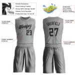 Custom Name Number Basketball Jersey Gray Black Round Neck Personalized Team Suit Personalized Gray Black Round Neck Suit