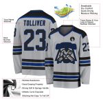 Custom Name & Number Hockey Jersey - Personalized Gray Black-Royal Team Jersey Personalized Gray Black-Royal Hockey Jersey