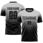 Custom Name and Number Soccer Jersey - Personalized Gray Black Fade Sublimation Fashion Uniform Personalized Gray Black Sublimation
