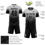 Custom Name and Number Soccer Jersey - Personalized Gray Black Fade Sublimation Fashion Uniform Personalized Gray Black Sublimation