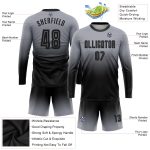 Custom Name and Number Soccer Jersey - Personalized Gray Black Long Sleeve Fade Fashion Uniform Personalized Gray Black Sublimation