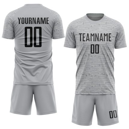 Personalized Soccer Jersey - Gray Black Sublimation Uniform for Team Sports Personalized Gray Black Sublimation Soccer Uniform
