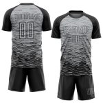 Custom Name and Number Soccer Jersey Gray Black Sublimation Uniform - Personalized Team Gear Personalized Gray Black Sublimation