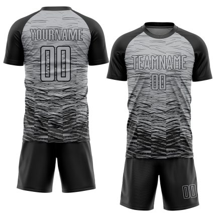 Custom Name and Number Soccer Jersey Gray Black Sublimation Uniform - Personalized Team Gear Personalized Gray Black Sublimation