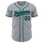 Customizable Black Teal Gray Authentic Baseball Jersey - Personalized Sports Apparel Personalized Gray Black-Teal Authentic