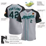 Custom Name and Number Personalized Baseball Jersey Gray Black Teal Authentic Raglan Sleeves Team Apparel Personalized Gray