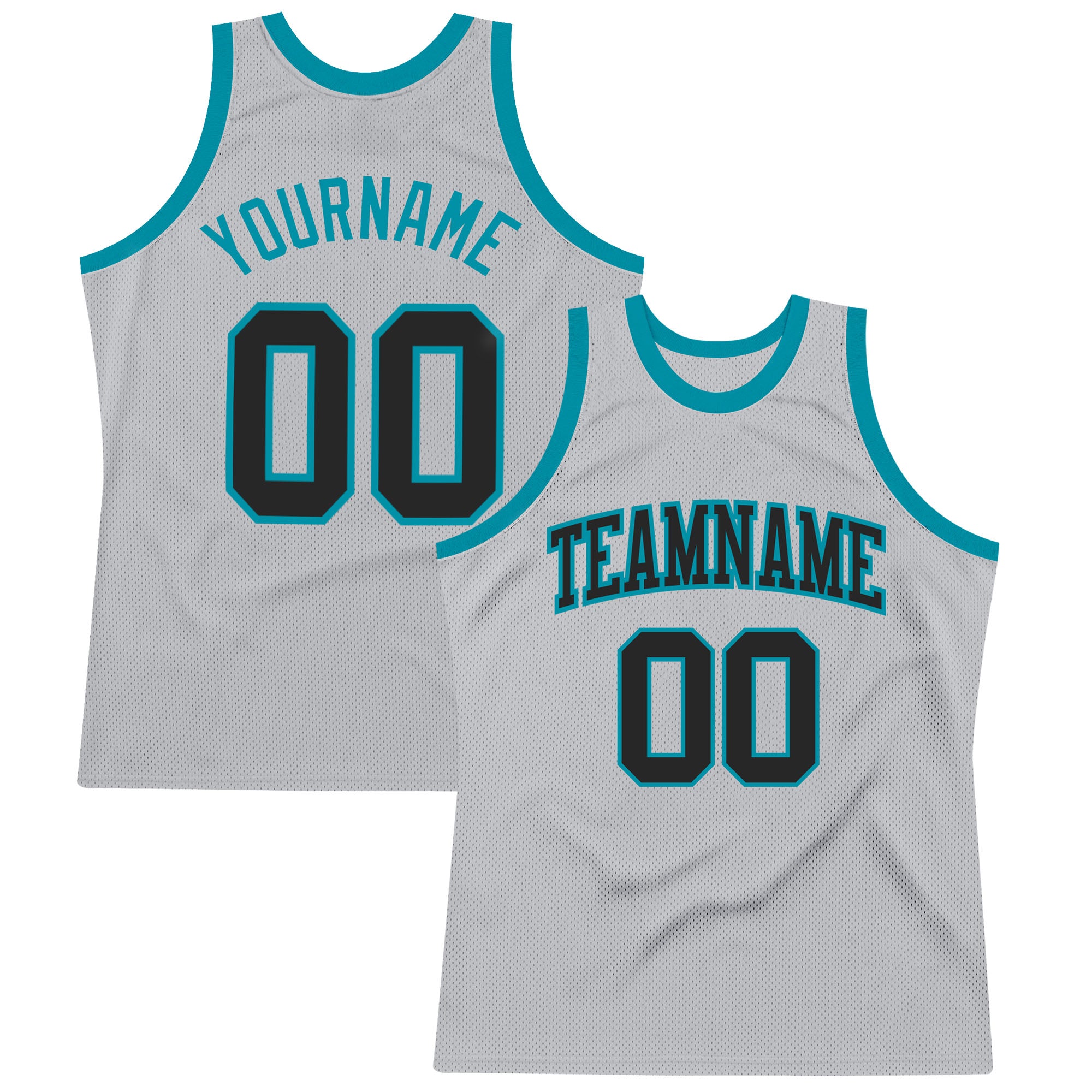 Custom Name Number Basketball Jersey - Personalized Authentic Gray Black Teal Throwback Team Jersey Personalized Gray Black-Teal
