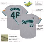 Custom Name and Number Personalized Gray Black-Teal Mesh Baseball Jersey - Authentic Throwback Team Style Personalized Gray