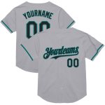 Custom Name and Number Personalized Gray Black-Teal Mesh Baseball Jersey - Authentic Throwback Team Style Personalized Gray