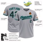 Custom Name and Number Gray Black-Teal Softball Jersey Unisex Two-Button Personalized Team Apparel Personalized Gray Black-Teal