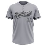 Custom Name and Number Unisex Softball Jersey Gray Black Two-Button Design Personalized Gray Black Two-Button Unisex Softball