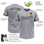Custom Name and Number Unisex Softball Jersey Gray Black Two-Button Design Personalized Gray Black Two-Button Unisex Softball