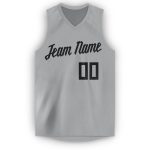 Personalized Basketball Jersey - Gray Black V-Neck Style for Unique Sportswear Personalized Gray Black V-Neck Basketball
