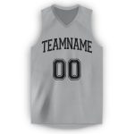 Custom Basketball Jersey with Personalized Name and Number - Gray Black V-Neck Design Personalized Gray Black V-Neck Basketball