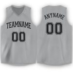 Custom Basketball Jersey with Personalized Name and Number - Gray Black V-Neck Design Personalized Gray Black V-Neck Basketball