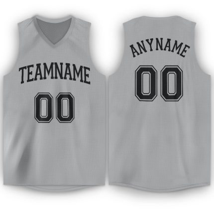 Custom Basketball Jersey with Personalized Name and Number - Gray Black V-Neck Design Personalized Gray Black V-Neck Basketball