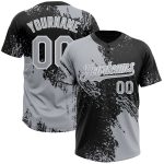 Custom Name and Number Unisex Softball Jersey, Personalized 3D Abstract Brush Stroke Pattern in Gray and Black-White Personalized